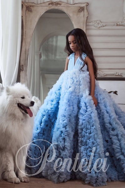 Aria Sky Ombré Couture Dress – Pentelei Girls Pageant Gown