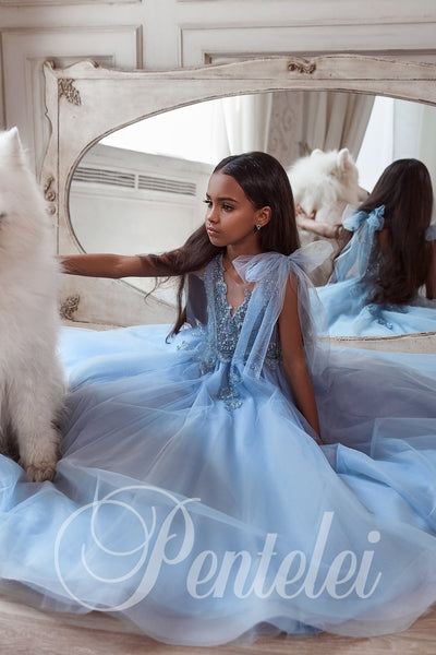 Seraphina Blue Pentelei Couture Gown – Luxury Special Occasion Dress