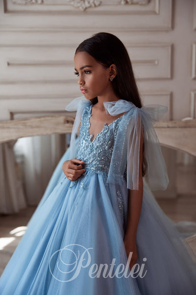 Seraphina Blue Pentelei Couture Gown – Luxury Special Occasion Dress