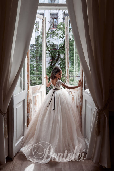 Lilou Pentelei Couture Gown – Embellished Ivory Ball Gown for Special Occasion