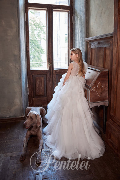 Arabelle Ruffle Pageant Gown – Pentelei Couture Girls Dress