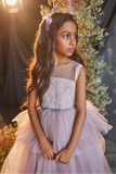 Pentelei Couture Lilac Tulle Ball Gown for Girls