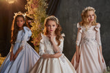 Girls Blue & Ivory Couture Pageant Dress – Pentelei Couture