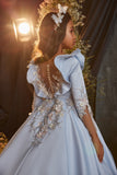 Girls Blue & Ivory Couture Pageant Dress – Pentelei Couture