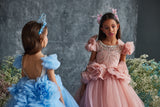 Pentelei Couture Flower Girl Pageant Gown with Elegant Train | Perfect for Weddings