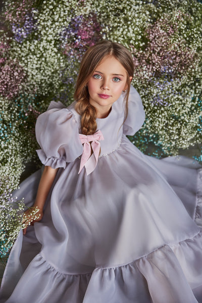 Elegant Pentelei Couture Girls Chiffon Midi Dress – Perfect for Special Occasions
