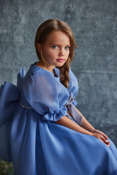 Elegant Pentelei Couture Girls Chiffon Midi Dress – Perfect for Special Occasions