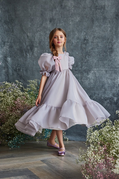 Elegant Pentelei Couture Girls Chiffon Midi Dress – Perfect for Special Occasions