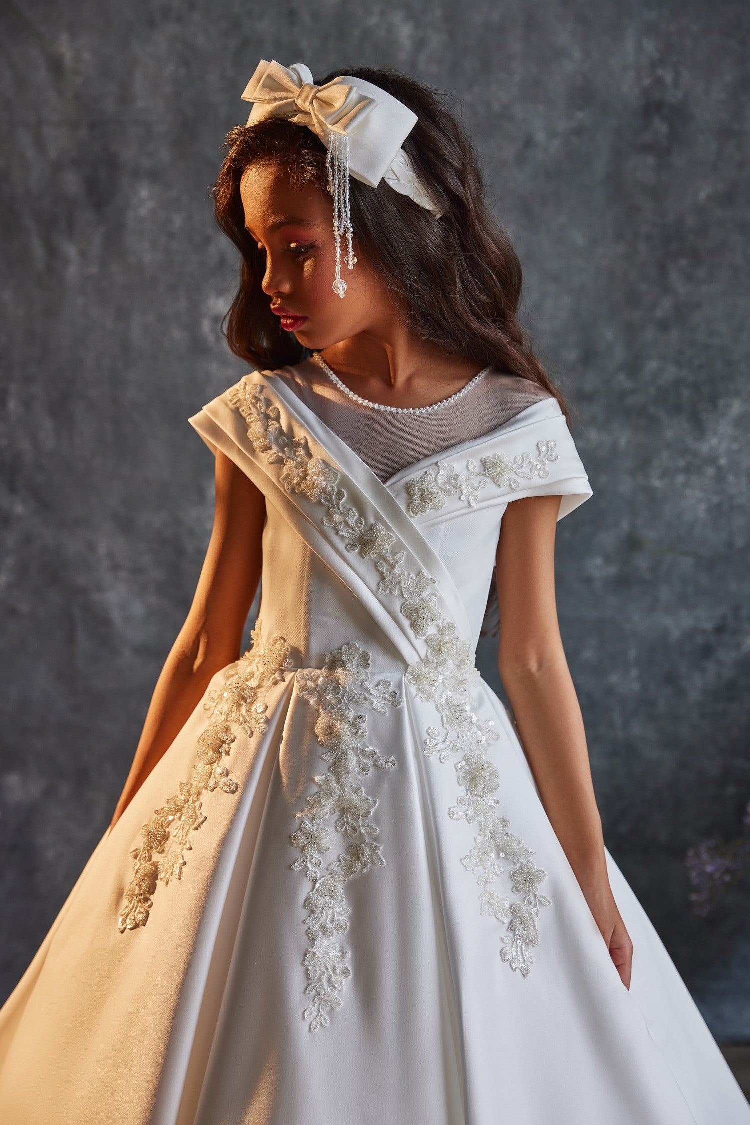 designer communion dresses Emmerling Girls White Communion Dress:- Lorraine – Kindle Clothing main image 1