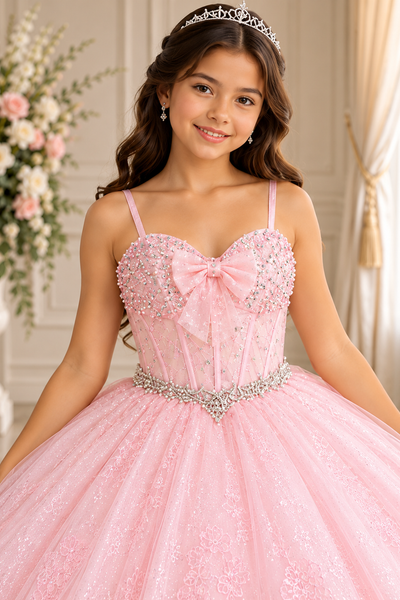 Girls Pageant Ball Gown with Bow | Princess Collection