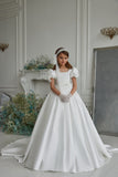 Pentelei Couture Puff Sleeve Communion Dress – Elegant White Gown