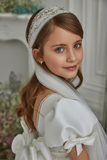 Pentelei Couture Puff Sleeve Communion Dress – Elegant White Gown
