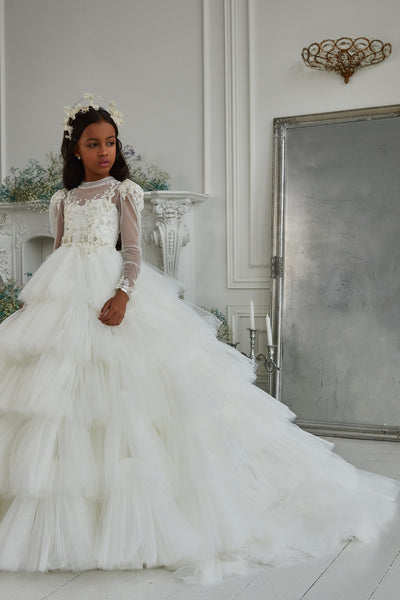 Pentelei Couture Communion Gown – Elegant White Lace