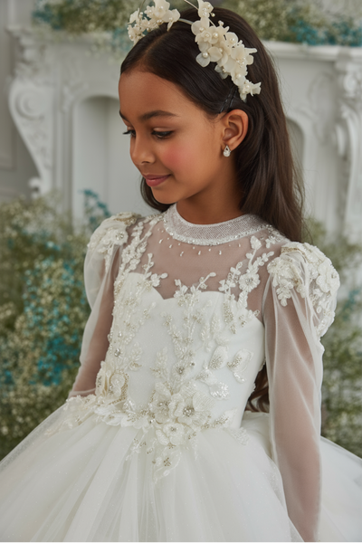 Pentelei Couture Communion Gown – Elegant White Lace