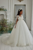Pentelei Couture Beaded Communion Gown with Lace & Tulle