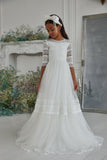 Pentelei Couture White Lace Communion & Flower Girl Dress