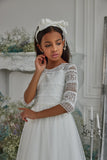 Pentelei Couture White Lace Communion & Flower Girl Dress