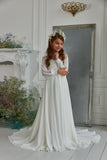 Pentelei Couture White Communion Dress with Long Sleeves