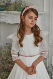 Gianna Grace Pentelei Couture Girls Communion Dress with Lace Bodice