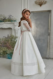 Gianna Grace Pentelei Couture Girls Communion Dress with Lace Bodice