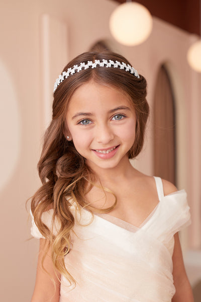 Girls Baguette Rhinestone Headband Communion