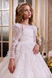 Pentelei Couture Ivory Lace Flower Girl Communion Dress - Elegant Formal Wear