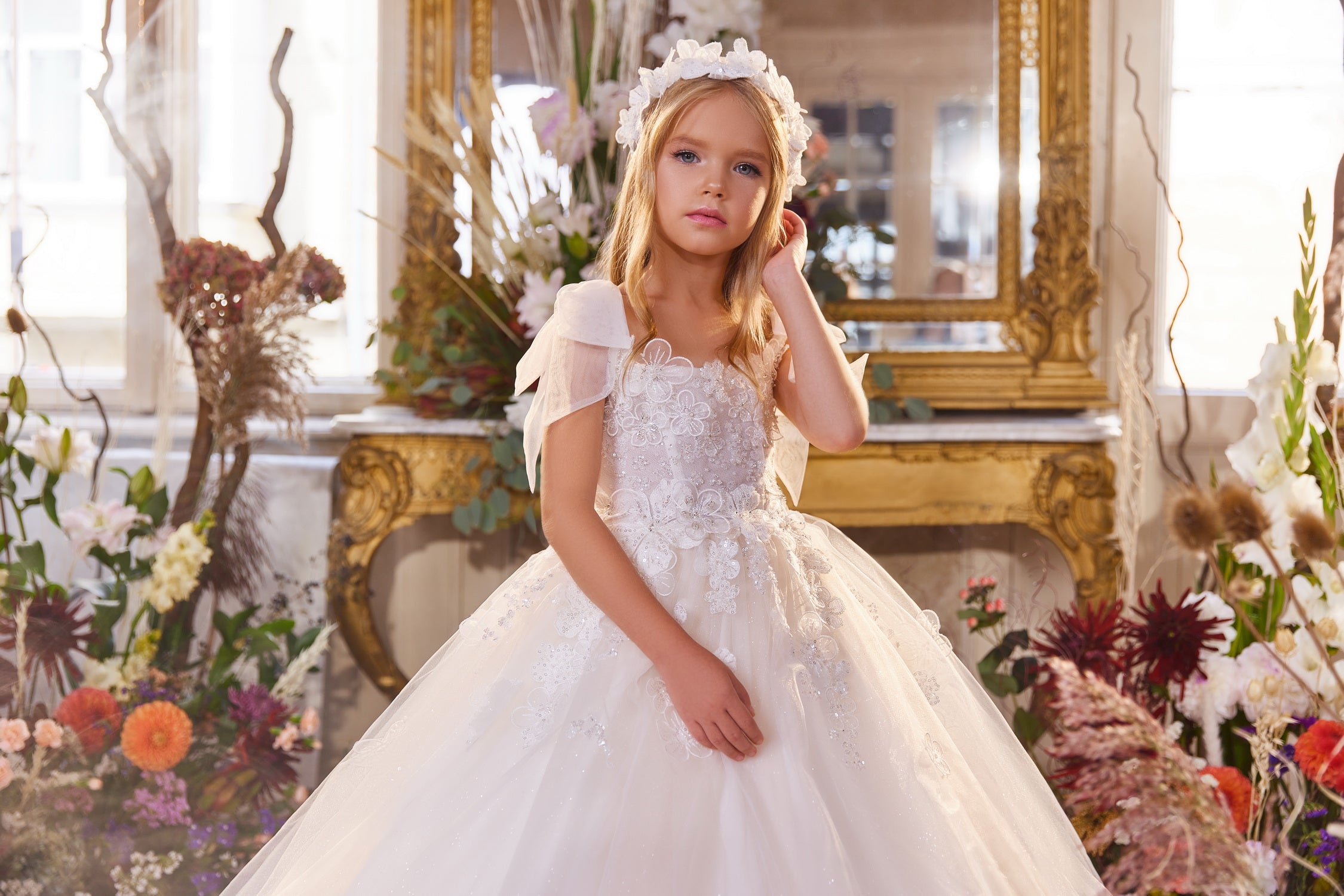 Elegant White Couture Dress | Pentelei Couture Communion & Flower Girl