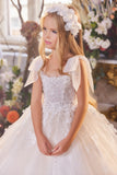 Pentelei Couture Ivory Lace Communion & Flower Girl Dress - Classic Elegance