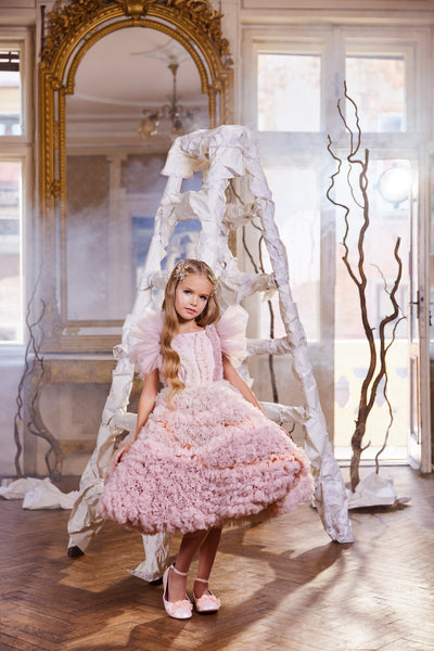 Luxurious Kid's Couture Dress - Pentelei Couture Dreamy Ruffled Princess Dress