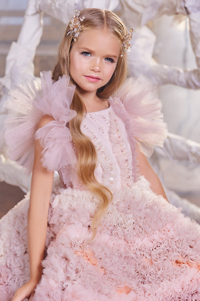 Luxurious Kid's Couture Dress - Pentelei Couture Dreamy Ruffled Princess Dress