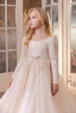 Elegant Kid's Dress - Pentelei Couture Long Sleeve Princess Dress with Bow Detail