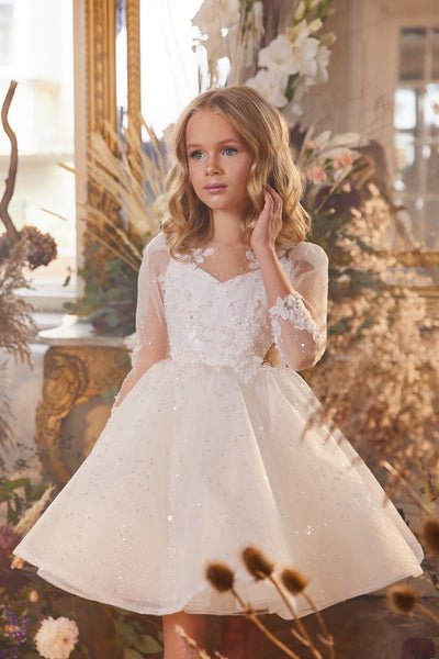 Pentelei Couture Knee-Length Floral Appliqué Tulle Dress