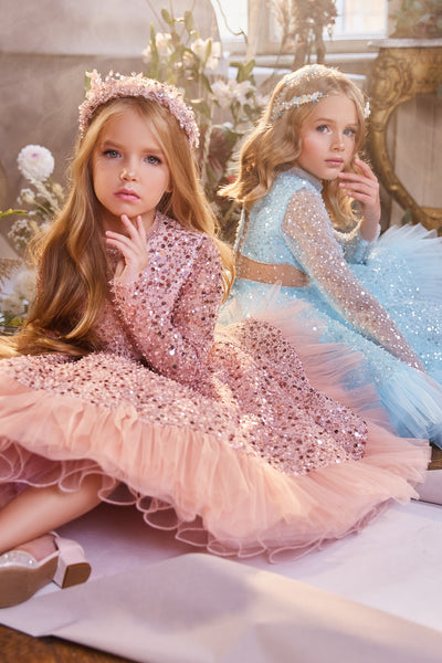 Pentelei Couture Sequin Knee-Length Dress – Available in Pink or Blue