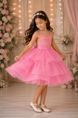 Fuchsia Floral Tulle Flower Girl Dress | Sparkle Collection