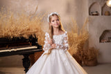 Pentelei Couture 3D Lace Gown: Stunning Communion Flower Girl Dresses for Kids