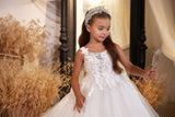 Pentelei Couture Flower Girl & Pageant Dress - Floral Appliqué Special Occasion Gown