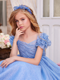 Pentelei Couture Sparkling Puff Sleeve Flower Girl & Pageant Gown