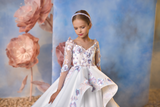 Pentelei Couture Flower Girl Wedding Gown with Floral Embroidery