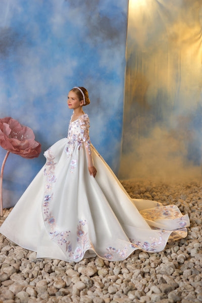 Pentelei Couture 3709 - Stunning Flower Girl Dress With Train