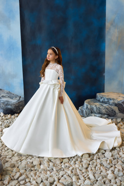 Exquisite White Lace Girls Pageant Dress | Pentelei Couture | First Communion