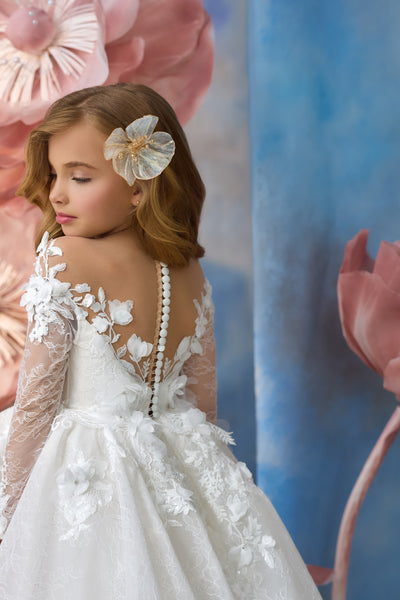 Breathtaking Ivory Girls Pageant Dress | Pentelei Couture | Communion Flower Girl