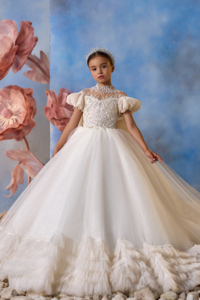 Exquisite Girls Pageant Gown | Pentelei Couture | Flower Girl Communion