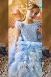 Enchanting Blue Ruffle Gown | Pentelei Couture | Girls Pageant & Special Occasion