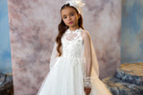 Ivory Floral Appliqué Girls Gown | Blush Kids | Communion Pageant Dress