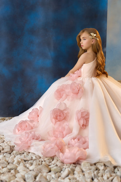 Dreamy Floral Embellished Flower Girls Gown | Pentelei Couture
