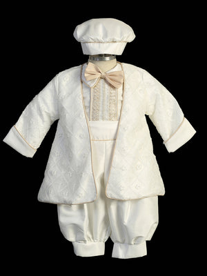 Boys’ Christening Outfit – 5-Piece Baptism Suit in White or Ivory