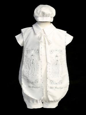 Boys’ Christening Romper – Embroidered Maria Baptism Outfit