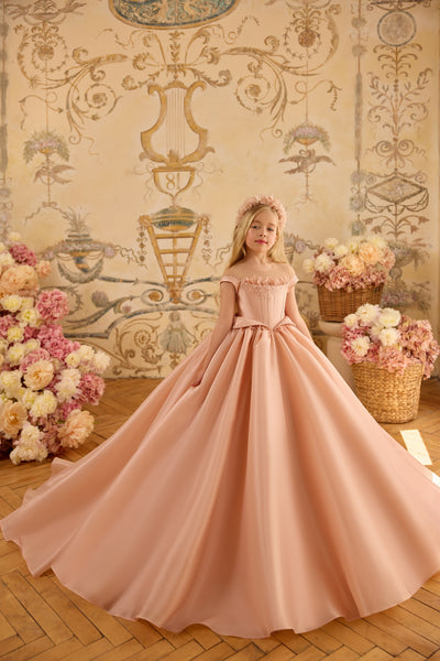 Blush Peach Ivory Ball Gown | Pentelei Couture Giavanna