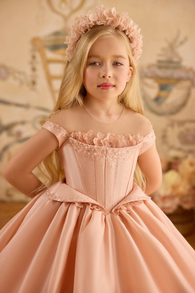 Blush Peach Ivory Ball Gown | Pentelei Couture Giavanna