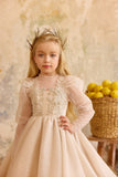 Cappucinno Sparkle Girls Dress | Pentelei Couture